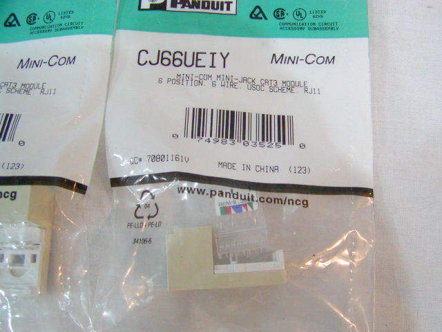 Panduit CJ66UEIY Mini-com Mini-jack USOC Category 3 Rj11