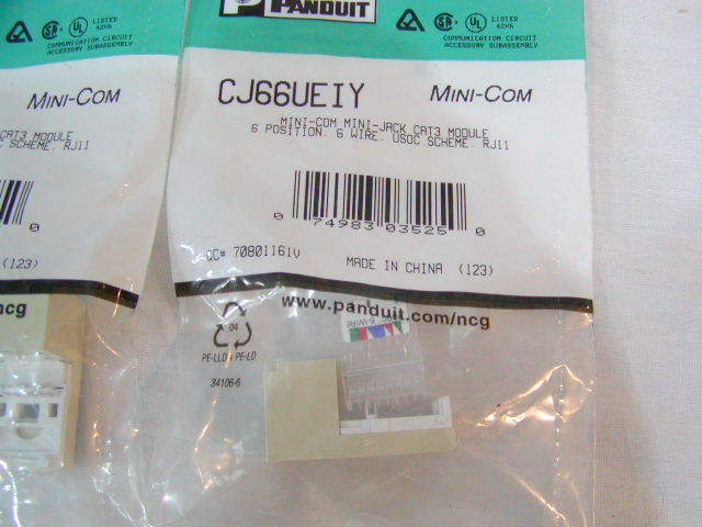 Panduit CJ66UEIY Cat3 Module Mini-Com USOC Wiring RJ-11 Pan-Net sealed bag