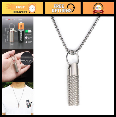 Mini Titanium Pill Holder Necklace - Waterproof Keychain Case for Men & Women Gi