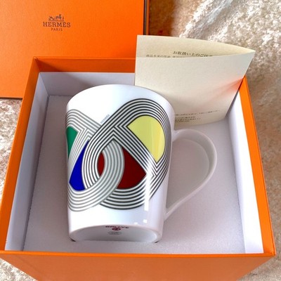 Hermes Paris Mug Cup Rallye 24 Colourful Porcelain Tableware *Chipped