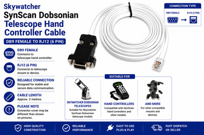 SKYWATCHER SYNSCAN DOBSONIAN TELESCOPE HAND CONTROLLER CABLE