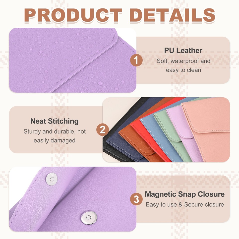 2Pcs PU Leather A4 File Folder, Napa Document Envelope, Purple, Orange ...
