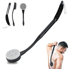 Back Scrubber for Shower,20.5" Bath Brush Long Handle 20.5"Black, 20.5" Black