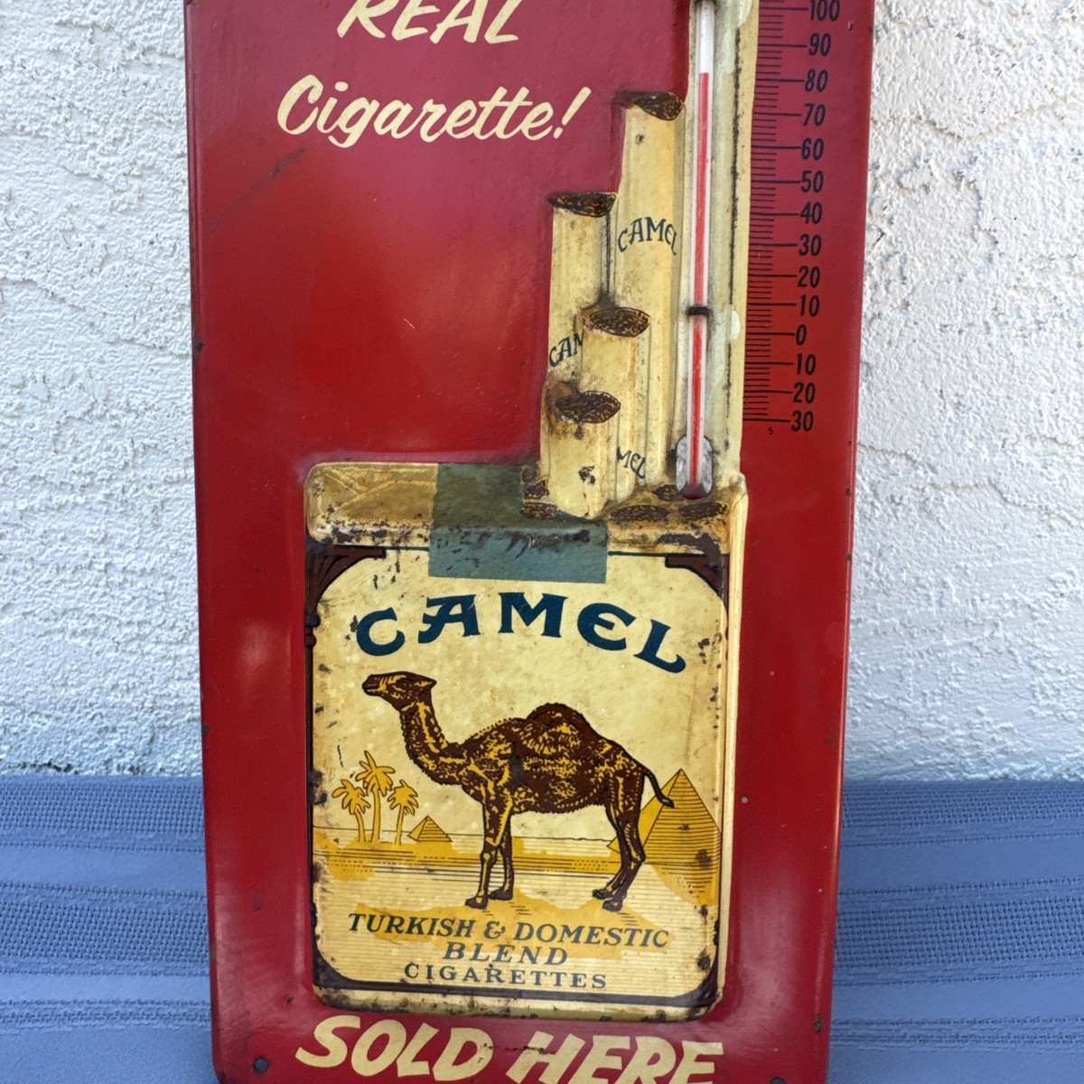 camel cigarette sign value Vintage Cigarettes Thermometer: Authentic Embossed 1950's Vintage Camel Cigarette Store Sign