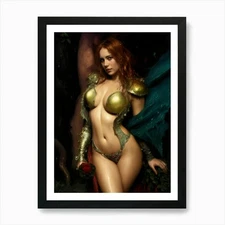 Fantasy Illustration Female portrai Framed Wall Art Poster Canvas Print Picture