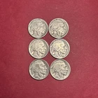 Lot Of (6) Vintage 1937-P Buffalo/Indian Head Nickels F-VF GREAT DETAIL