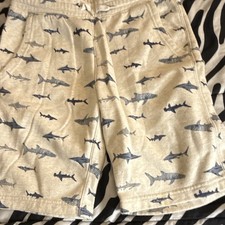 Old Navy Boys XL 14-16 Shark Print Fleece Sweat Shorts Gray/Blue Drawstring