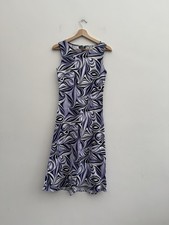 Vintage made in England Hobbs 100% linen abstract print dress size 10 Purple