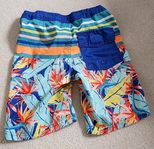 Boys Art Class Stripe Floral Swim Trunks Size 8 - Picture 2 of 4
