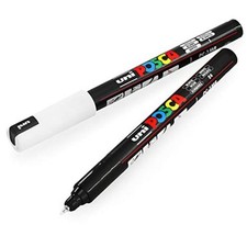POSCA Uni PC-1MR 0.7mm Paint Marker - Black and White Pack of 2 
