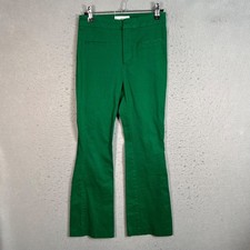 Mango MNG Womens Size 2 Green Flared Pants Cotton Blend