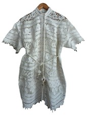 Zimmermann Shelly  Sz 1 Embroidered Shirt Dress linen lace Shell slip boho beach