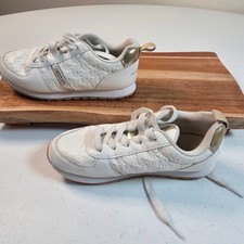 Michael Kors Girls Monique Logo Sneakers in Ivory and Gold