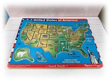 Melissa  Doug United States of America Wooden Map Sound Puzzle Used Works