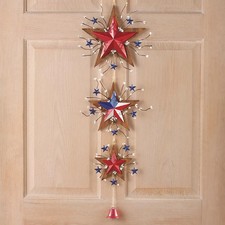 Patriotic Americana Star Trio Welcome Sign Hanging 4th of July Door Wall Decor