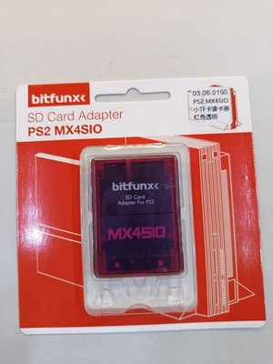Bitfunx PS2 MX4SIO MICRO SD Karten Adapter Playstation 2 Memory Card rot/lila