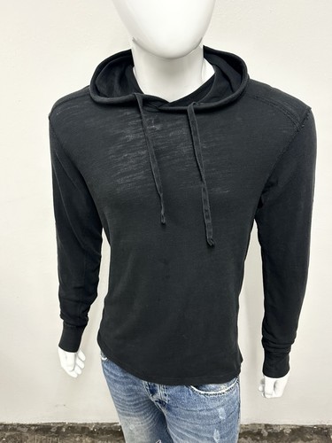 Rag And Bone Men’s Made In Peru Pure Cotton Black Minimalist Long Sleeve Hoodie