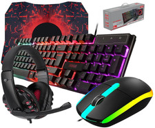 4 in 1 Gaming Wired Keyboard Mouse Headset Combo RGB LED  Mouse Pad Gamer Kit