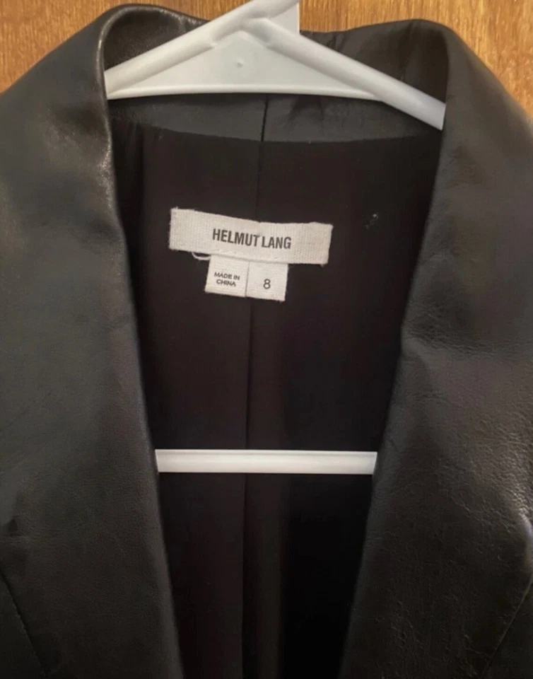 Chaqueta Blazer Helmut Lang Mujer Esmoquin Negro con Cuello de Lana de Cordero - Talla 8 Foto 3 de 3