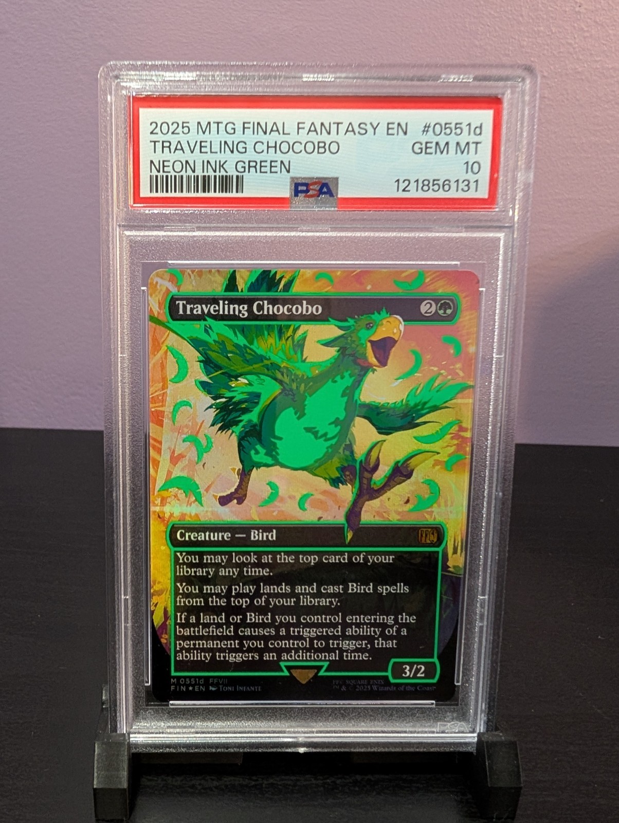 MTG Final Fantasy Neon Ink Green Traveling Chocobo PSA 10