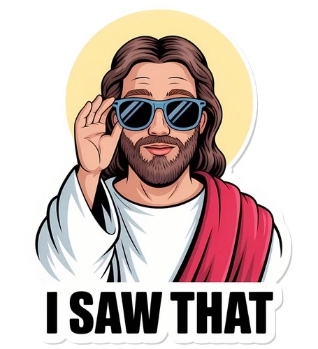 Funny Christian Jesus Quote Sticker (3 Inch) I Saw That Sunglasses Religious  !