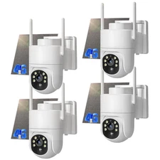 4G LTE Cellular Solar Security Cameras Wireless Outdoor PTZ with SIM Card 4PCS