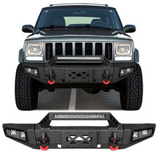 Vijay Steel Front Bumper For 1984-2001 Jeep Cherokee Xj With Winch Plate Lights