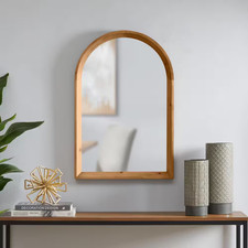 Medium Modern Arched Natural Wood Framed Mirror 20 In. W X 30 In. H 