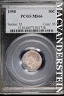 1958 Roosevelt Dime- PCGS MS66- Silver- Lustrous- No Reserve #SLA681