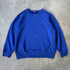 Vintage 90s Polo Ralph Lauren Crewneck Sweatshirt Blue Gray Pony Oversized Large