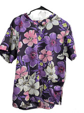 Purple Floral Scrubs Top Size M