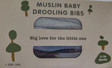 MUSLIN BABY DROOLING BIBS 6-Pack Blue Gray Unisex Bandana Style Snap NEW IN BOX