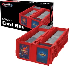 Collectible Card Bin – (Single, Red) | Holds up to 1600 Cards | Plastic Storage 