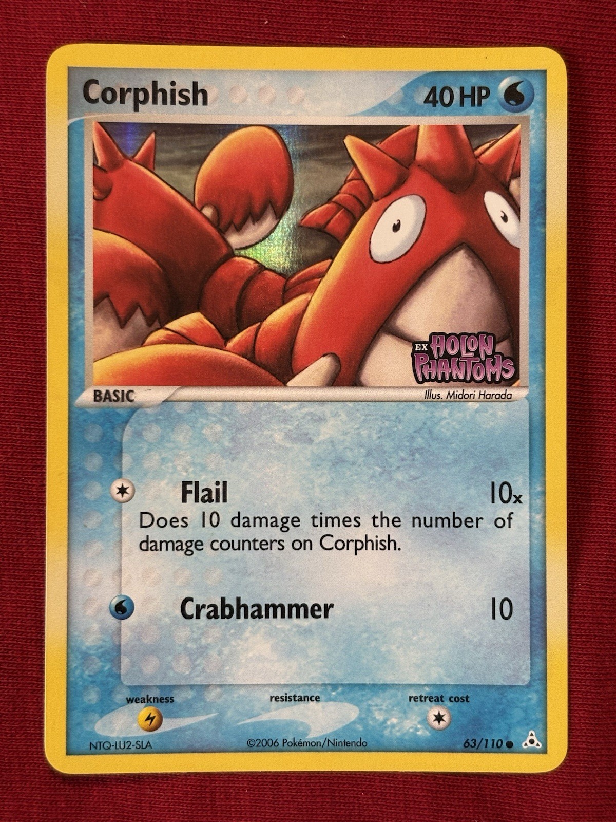 Pokemon - Corphish 63/110 - Reverse Holo EX Holon Phantoms NM Stamped
