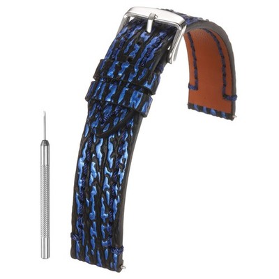 Leder Armbanduhr 18mm Vintage für Watch Strap mit Dornschließe, Blau