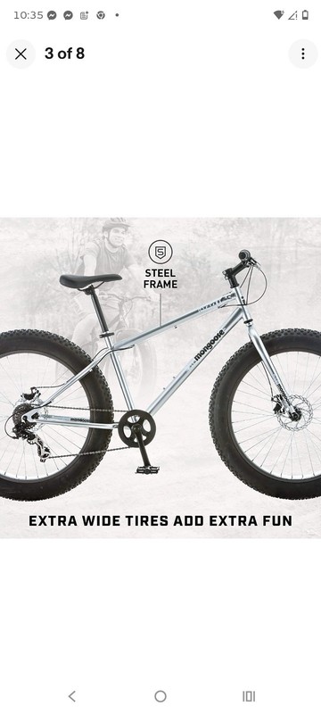 Mongoose 26" Fat Tire Bike Silver/Black Steel Frame Flat Bar Disc Brakes