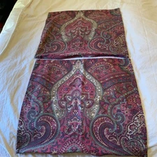 Set 2 Pottery Barn Mira Linen Blend Red Pillow Cover Euro Shams 24”