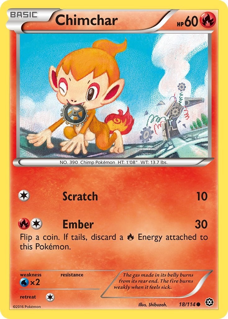 Chimchar 18/114 Pokemon XY - Steam Siege NM EN Shibuzoh.