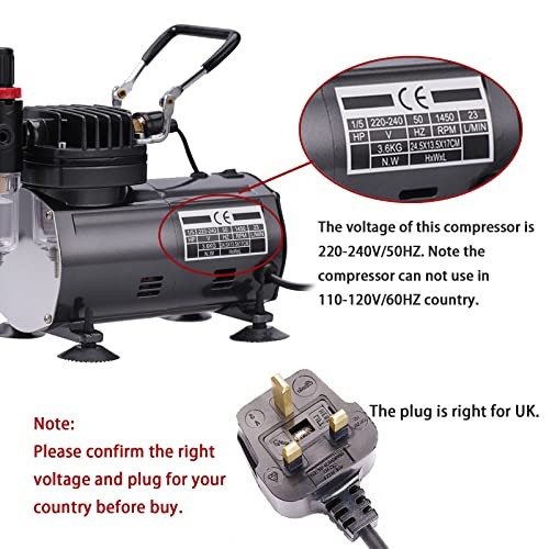 Airbrush Kit with Compressor, Include 3 Air Brushes 0.2mm 0.3mm 0.8mm and - Picture 3 of 5