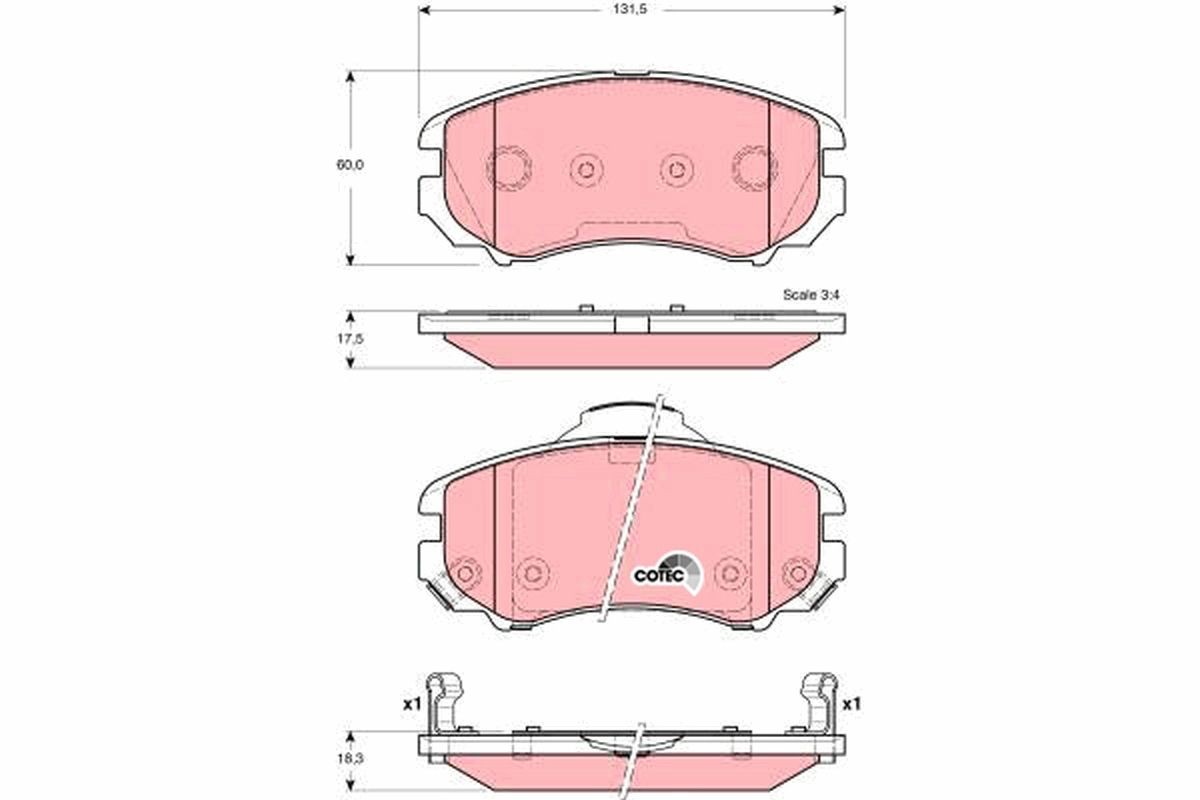 Kit plaquettes de frein à disque GDB3386 TRW compatible auto HYUNDAI KIA