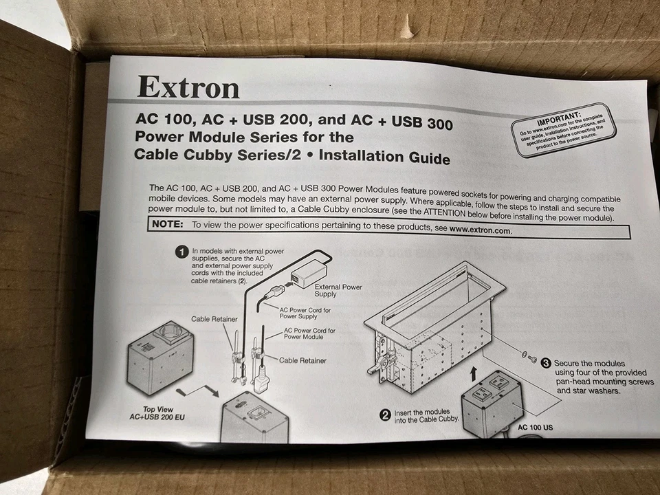 EXTRON 60-1697-01 / 60169701 60-1697-01 AC USB 224 US Cord For Cable Cubby | NEW - Image 2 of 4