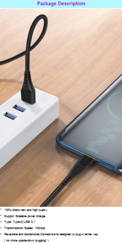3ft High Security Type C USB 3.1 Male to 2.0 Cable f LG G7 ThinQ LG-G710PM Phone - Picture 2 of 2