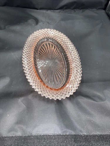 Hocking Miss America Pink Oval 10.5” Celery Platter Tray Dish Bowl Depression