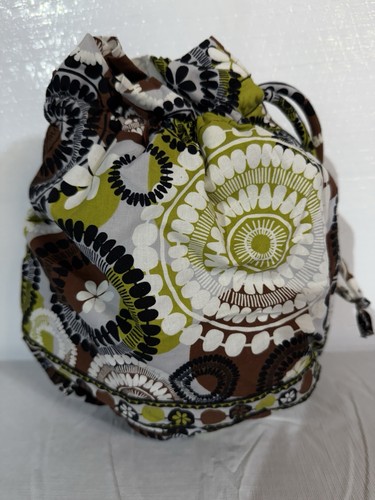 VERA BRADLEY Ditty Bag Cocoa Moss Travel Cosmetic Make-Up Waterproof Large