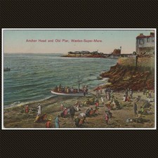 Anchor Head and Old Pier Weston-Super-Mare Printed Postcard