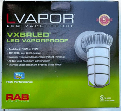 RAB Vaporproof VXBRLED13YDG Aluminum Wall Bracket with Glass Globe Cast