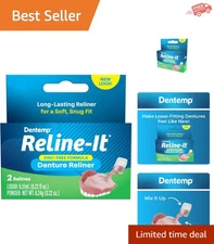 Easy-to-Use Denture Reliner for Both Upper & Lower Dentures – 2 Soft Relines