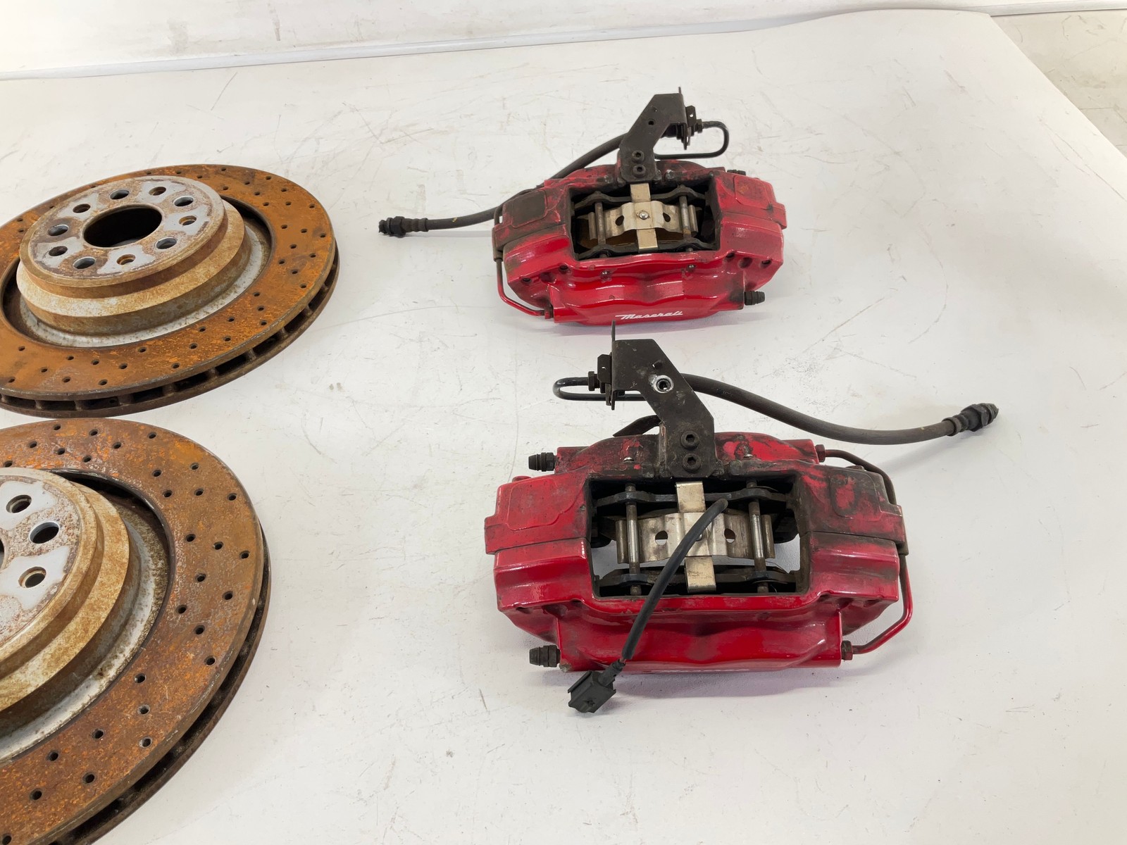 14-17 MASERATI Ghibli Rear Left & Right Wheel Brake Caliper W/ Brake Disc Drum