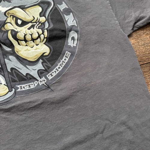VTG 90's Mens XL Gray Steel Wing "ITS TIME" Hourglass Grim Reaper Skating Tee - Picture 8 of 8
