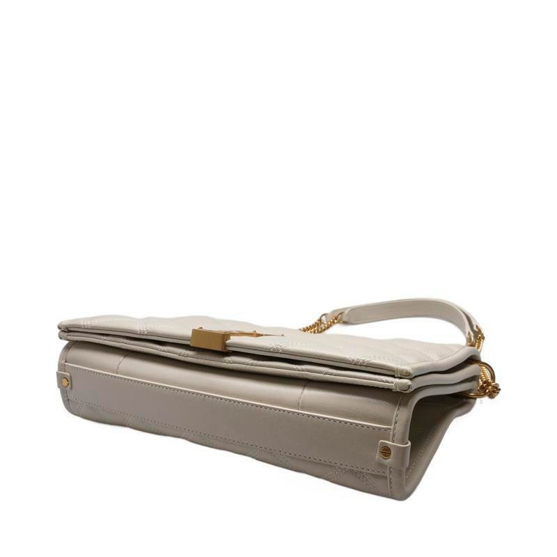 Borsa a tracolla donna Saint Laurent beige pelle di vitello monogramma Becky catena oro